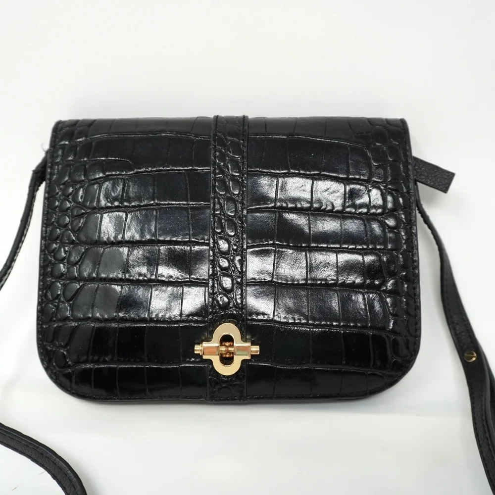 Banana Republic Croc Embossed Leather Crossbody Bag